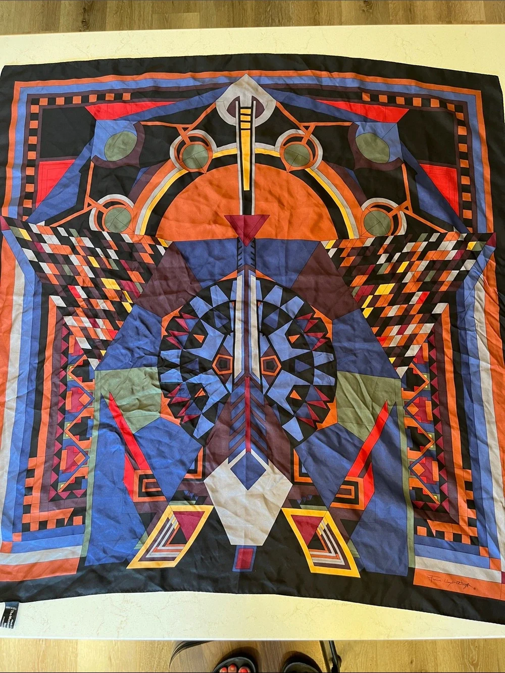 Vintage Frank Lloyd Wright Museum of Modern Art Silk Scarf 1989